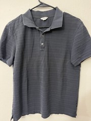 MENS GRAY CALVIN KLEIN STRIPED POLO SHIRT -medium