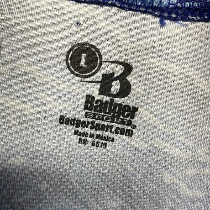 Badger Sport Golf Short Pullover Men Large Blue Camo 1/4 Zip Performance UPF50+ gallery
