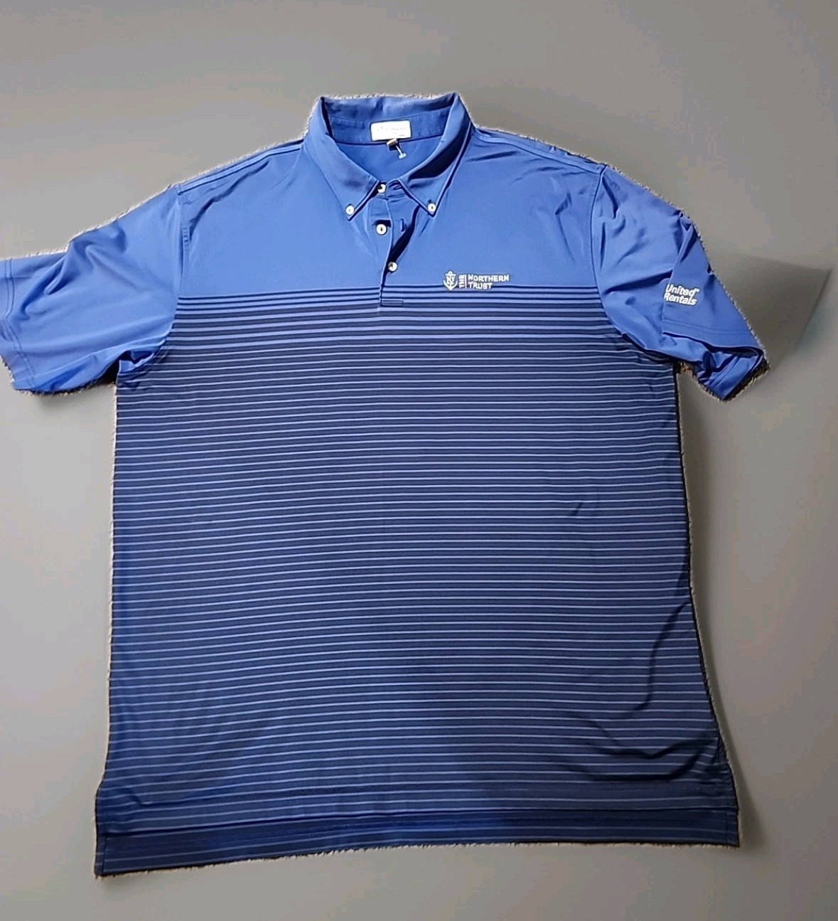 United Rentals Logo Blue Peter Millar Summer Comfort Golf Polo Shirt Mens 2XL gallery