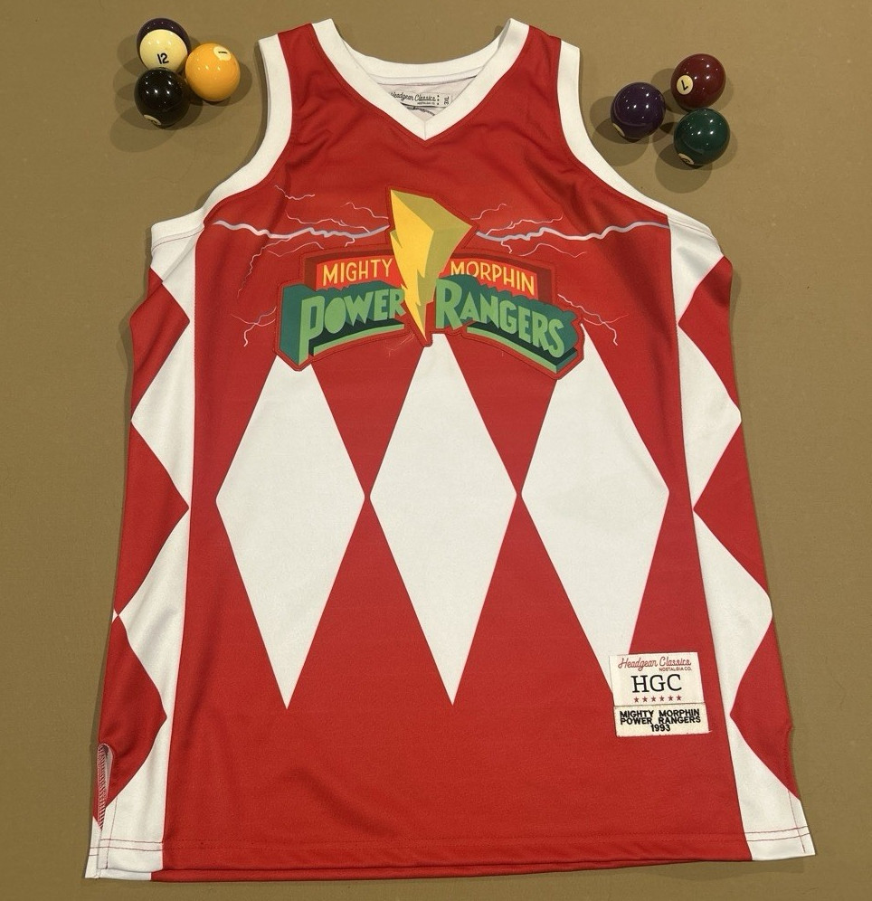 Headgear Classics Mighty Morphin Power Rangers Red/White V-Neck Jersey Tank 3XL