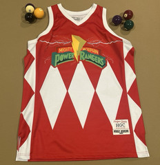 Headgear Classics Mighty Morphin Power Rangers Red/White V-Neck Jersey Tank 3XL