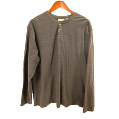 ROWM Men’s Gray 100% Cotton Long Sleeve 3-Button Crew Neck Pullover Size X-Large