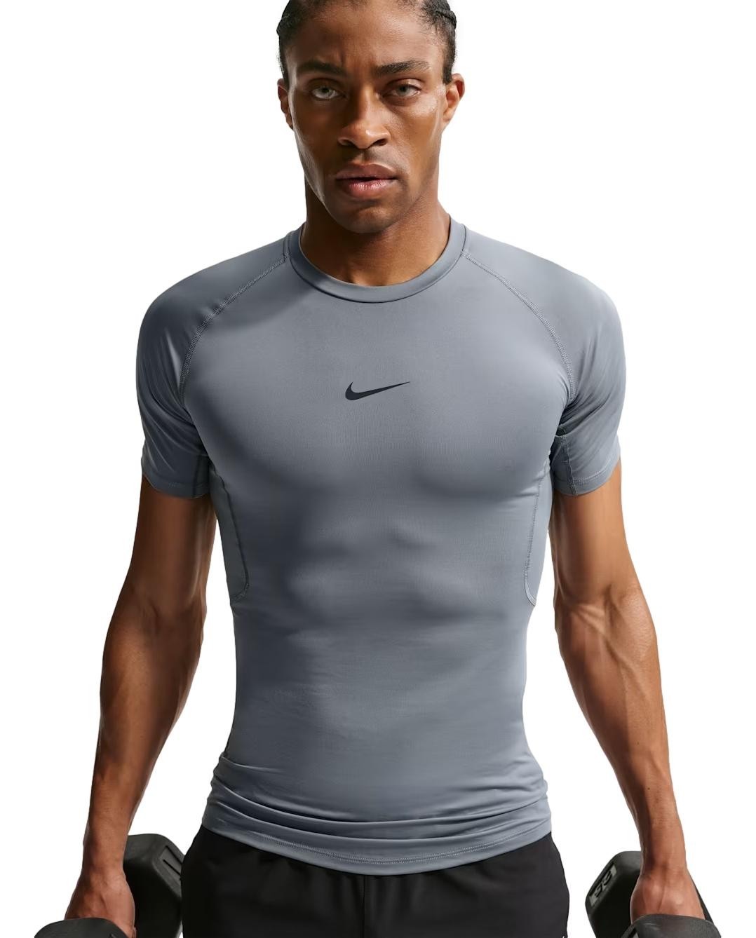 Nike Men's Pro Dri-FIT Tight Short Sleeve Fitness Top Shirt (Smoke Grey) FB7932 gallery