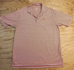 Turtleson Tour Performance 12 Oaks Logo Orange Striped Golf Polo Shirt Mens XL
