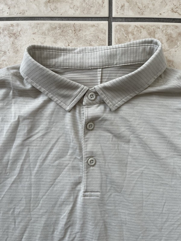 Lululemon Evolution Short Sleeve Men's Polo Shirt Stripe Light Sports Golf Tee gallery