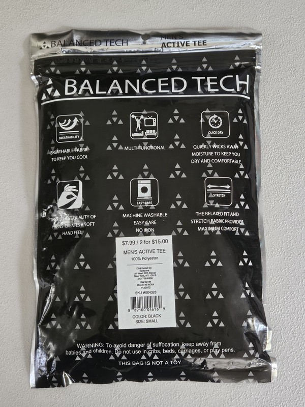 Men's S Black Active Tee Breathable, Stretch Polyester SMALL~ BALANCED TECH~ NEW gallery