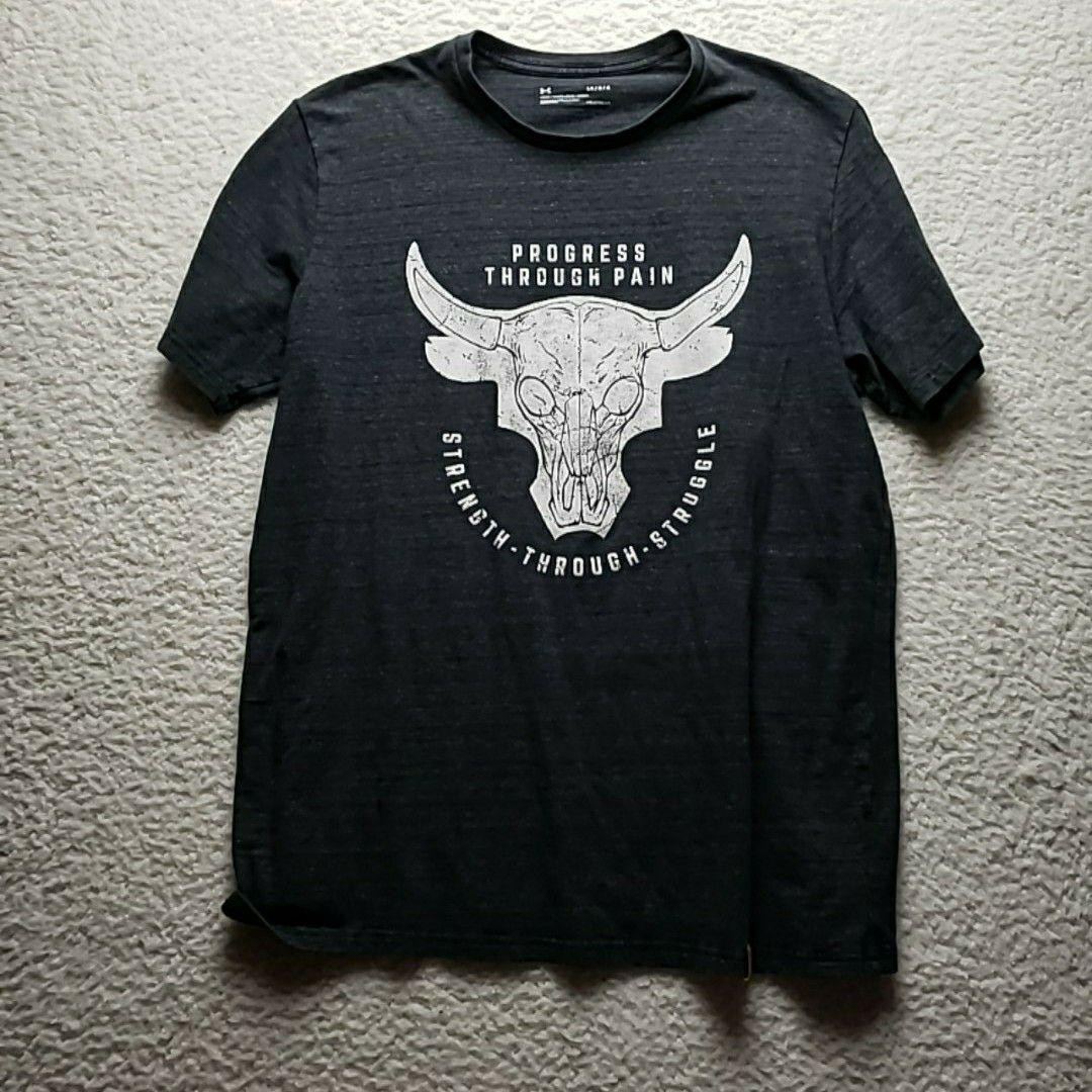 Under Armour HeatGear Shirt Mens Large Gray Progress Through Pain Graphic Tee gallery