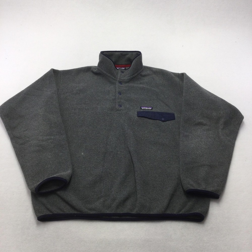 Patagonia Pullover Mens Large Gray Synchilla Snap-T Fleece Hiking Outdoor