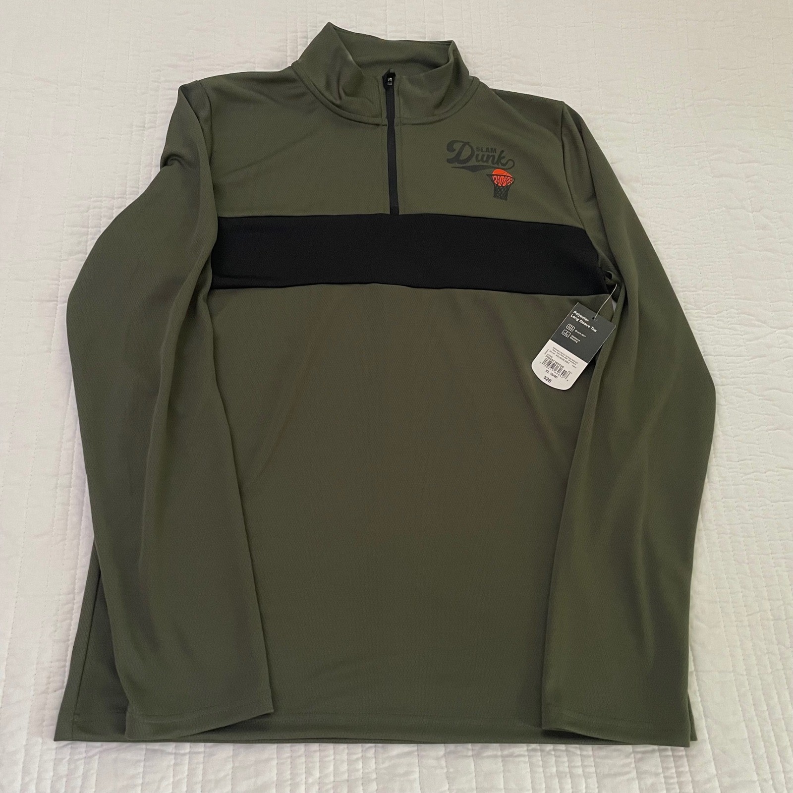 Xersion Mens XL 18/20 Quarter Zip Long Sleeve Quick-Dri Slam Dunk Green Black gallery