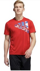 adidas mens Tokyo Badge of Sport Tee Scarlet – Red/Blue – 2XL