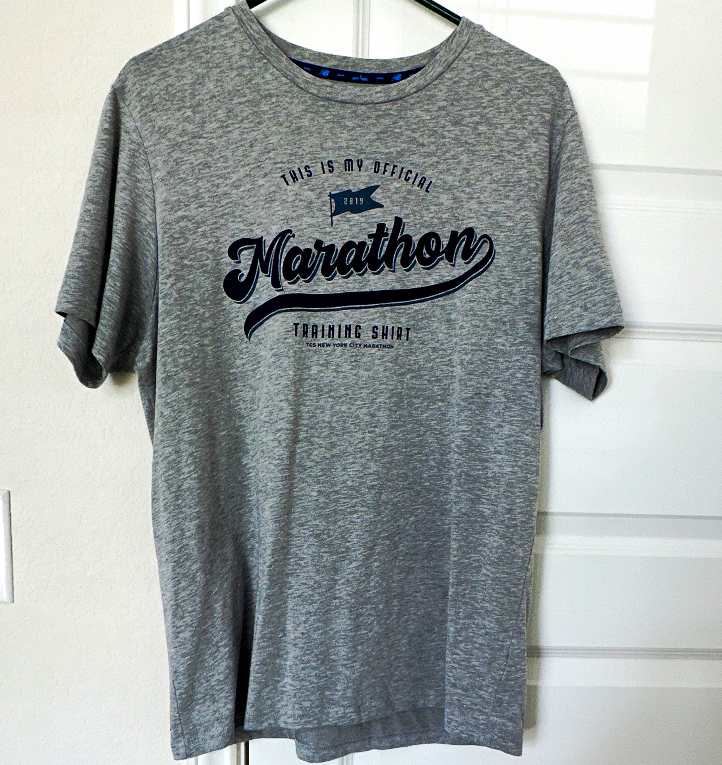 New Balance NB Dry Men’s L Gray Short Sleeve Crew Neck Polyester Running T-Shirt gallery