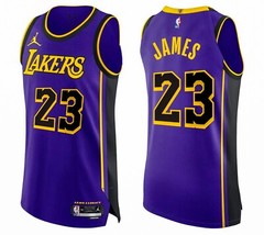 NWT NBA Authentic Lakers LeBron James 23 Statement Edition 17 Rings Jersey Sz 58
