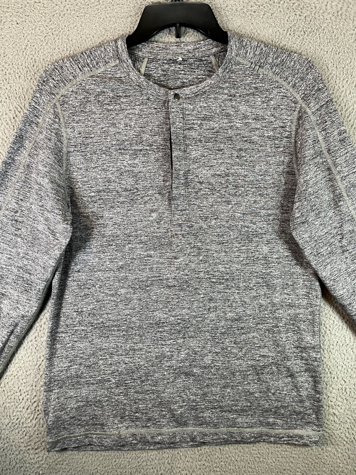 Lululemon Henley Shirt Mens Medium Gray Metal Vent Tech Long Sleeve Athleisure gallery