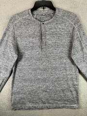 Lululemon Henley Shirt Mens Medium Gray Metal Vent Tech Long Sleeve Athleisure