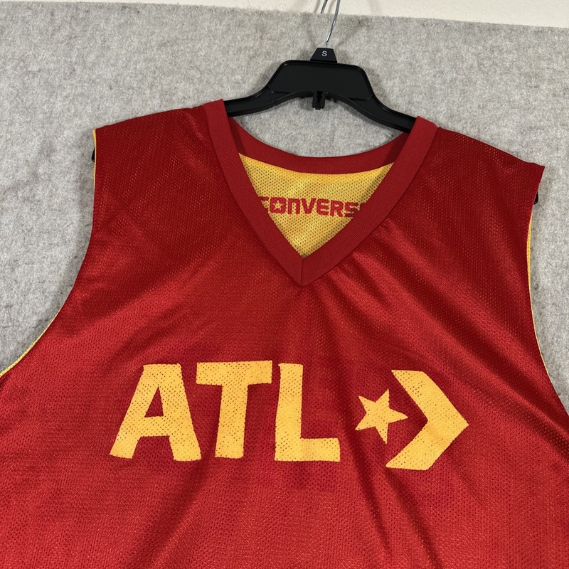 Vintage Converse Basketball Jersey Tank Top Red Yellow Logo Hip Hop ATL gallery