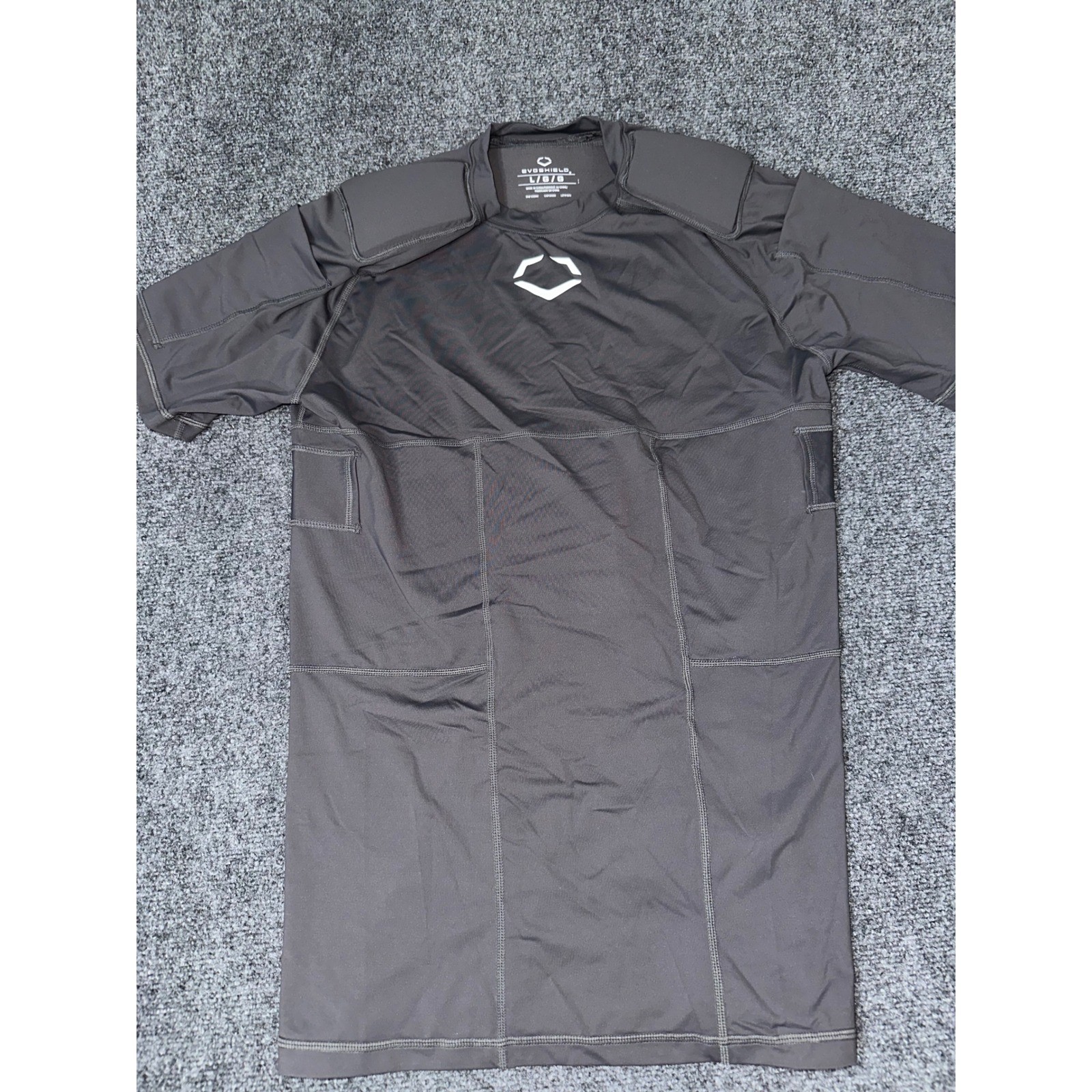 EvoShield Mens Padded Compression Shirt Charcoal Grey Size Large Shoulder Spine gallery