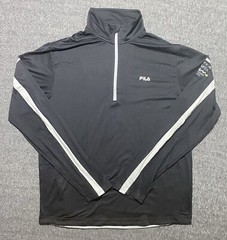 Fila Mock Neck Pullover Mens Long Sleeve 1/4 Zip Running Sweatshirt Black Size L