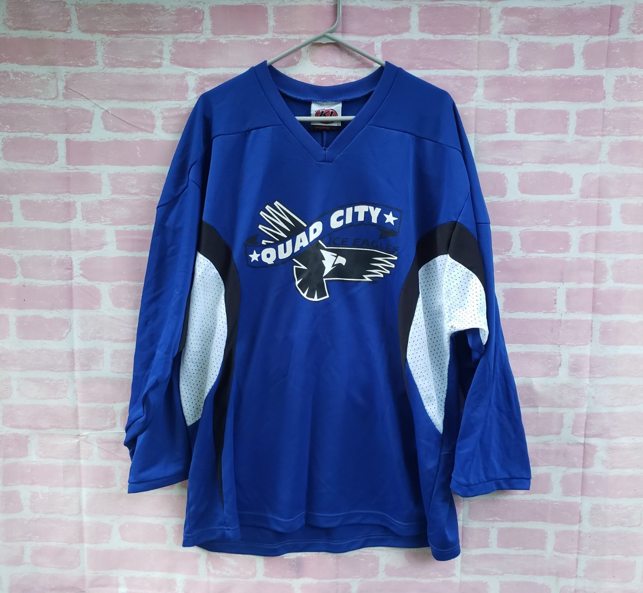 🔥 Quad City Ice Eagles K1 #72 Blue Hockey Jersey Men's Large L Association gallery