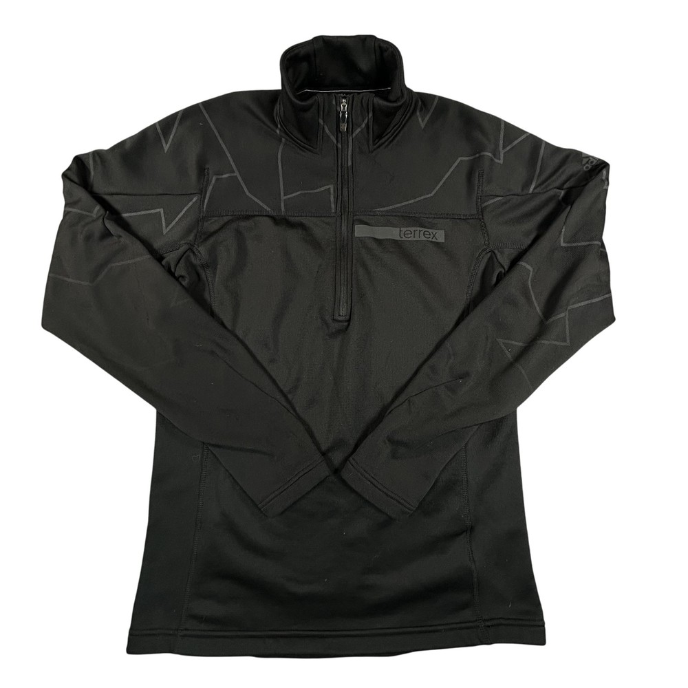 Adidas Terrex Pullover Mens Medium Black Quarter Zip Fleece Hiking Active AP9013