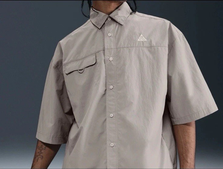 Nike ACG Orb Weaver Short Sleeve Shirt Mens Size L-Tall Grey UV Repel HJ2883-009