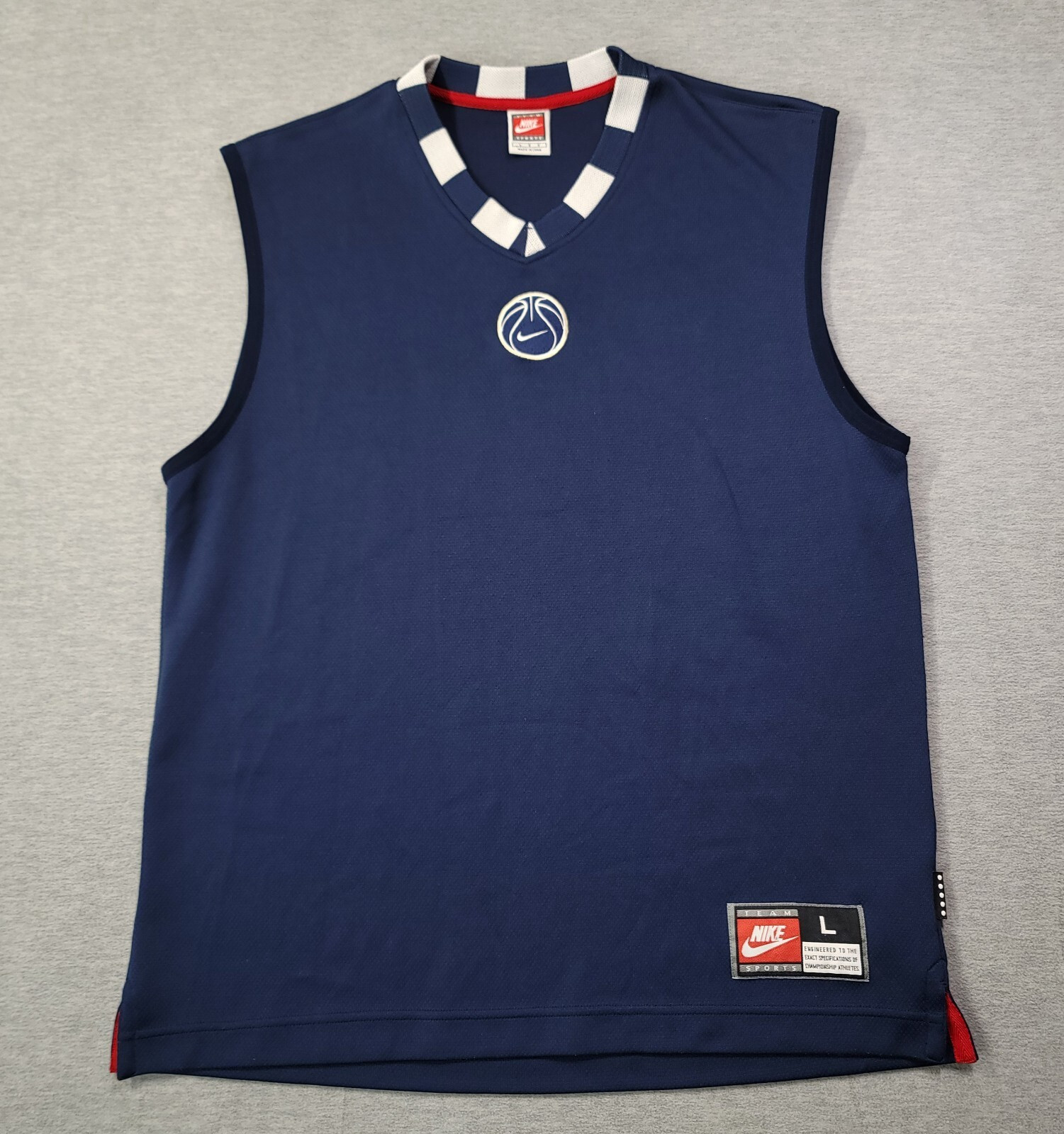 Nike Tank Top Mens Large Navy Basketball Jersey Sleeveless Vintage Logo gallery