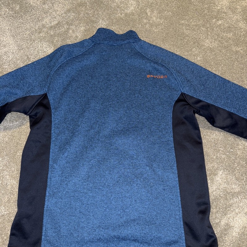 Spyder Sweater Mens XL Blue Black Orange Ribbed Knit Fleece 1/4 Zip Pullover Ski gallery