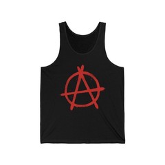 Red Anarchy Symbol Tank Top | Punk Rock A in Circle Anti-Establishment Shirt