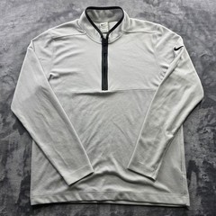 Nike Quarter Zip Pullover Large Gray Mens Regular Fit Polyester Dri-FIT Athletic