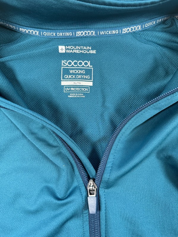 Mountain Warehouse Isocool Shirt Mens XL Blue Wicking Quick Drying Quarter Zip gallery
