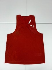 Puma Run Ultraspun Running Singlet Mens Large Red Logo Mesh Detail Racerback