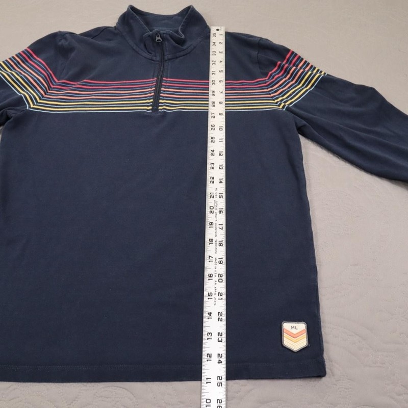 Marine Layer 1/4 Zip Pullover Mens Small Blue Stripe Stretch Long Sleeve Archive gallery