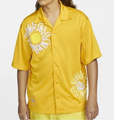 NWT Nike Project Uphoria Button Up Mesh Short Sleeve Shirt Yellow Men’s Medium