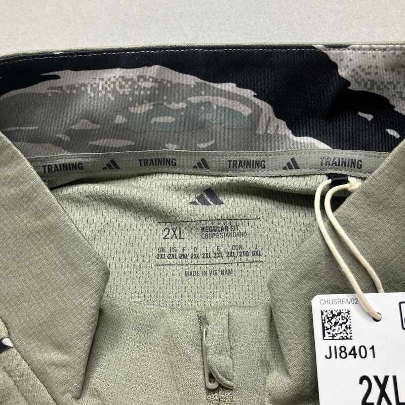 JI8401 Adidas Mens Train Essentials Camouflage 1/4 Zip Sweatshirt Sage Green 2XL gallery