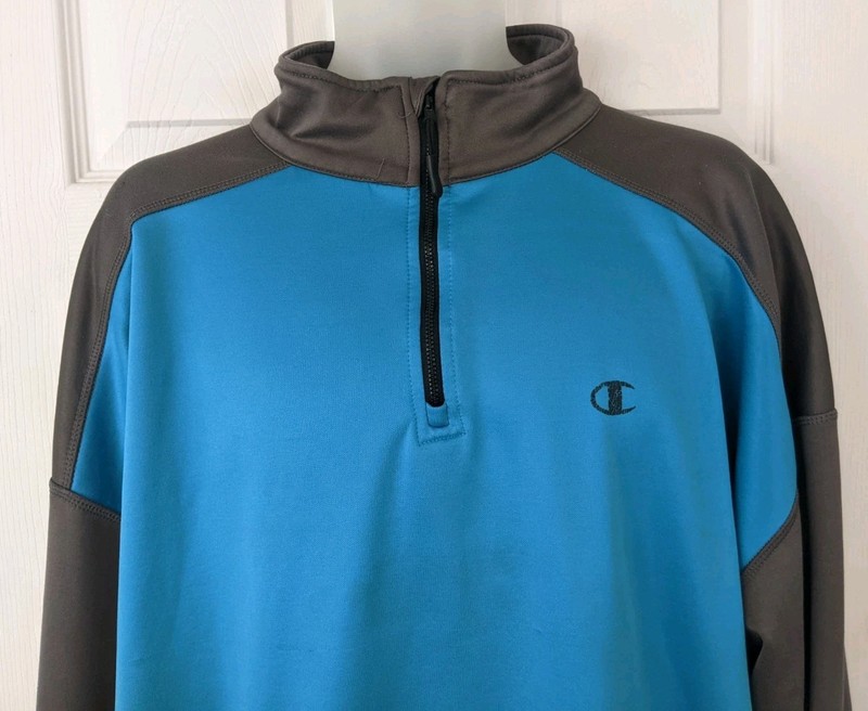 Champion Power Train Performance QuarterZip Pullover Two Tone Blue/Gray 4XL Read gallery