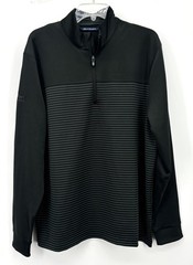 Cutter & Buck Size XL Quarter Zip Pullover Black Striped CB DryTec 50 UPF NWT