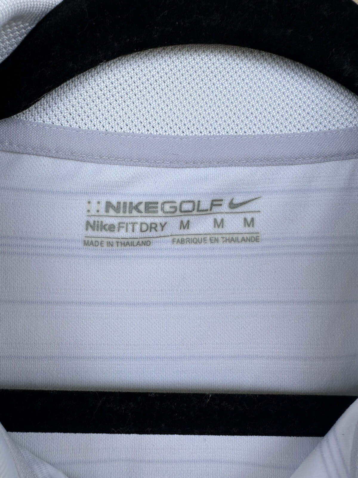 Nike Fit Dry Gold Polo Medium - White With Blue Stripes gallery