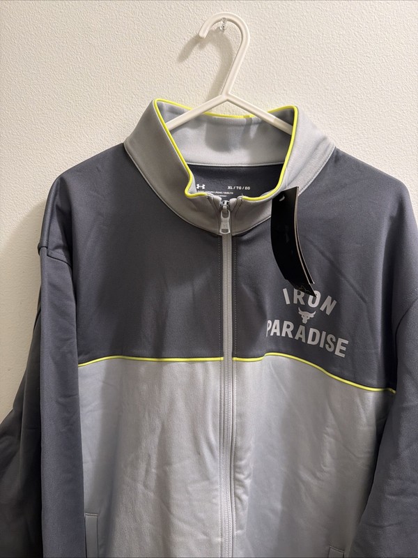 Under Armour Men's Project Rock Knit Track Jacket All Sizes New Grey Full Zip XL gallery