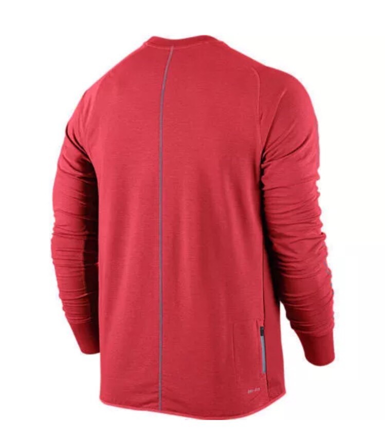 Nike Sprint Crew Dri Fit Long Sleeve Running Shirt Sz Small S Red 642796-647 Men gallery