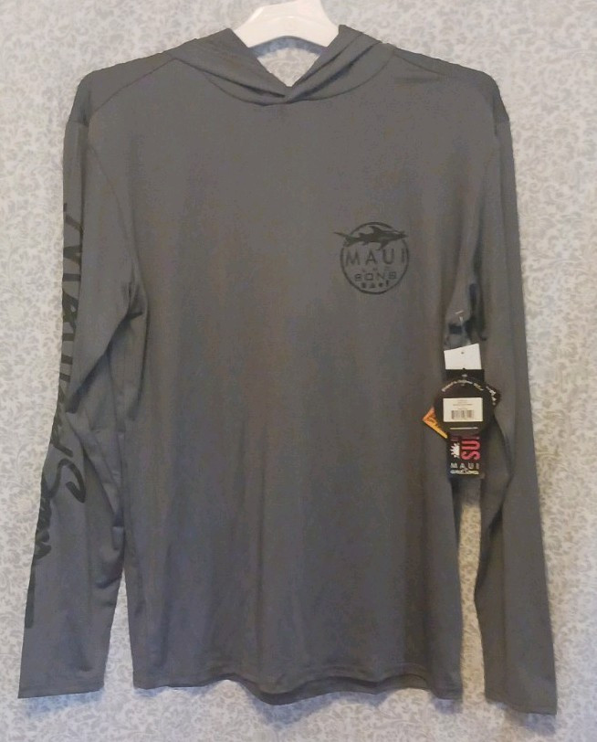 Maui and Sons UPF 50+ UV Protection Hooded Long Sleeve Sun Shirt Men’s M