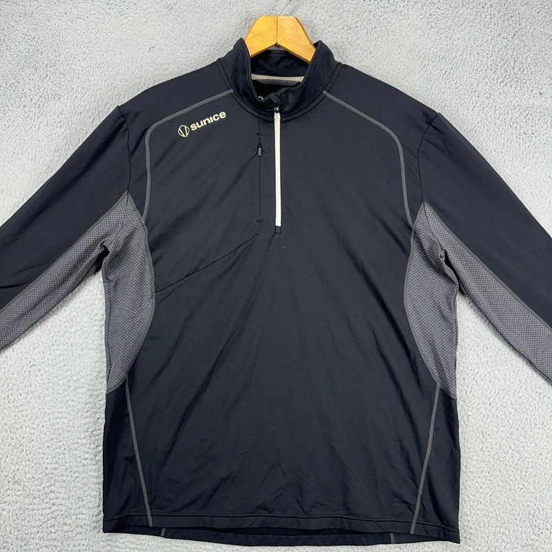 Sunice Sport Pullover Shirt Mens XL Superlite FX Black Grey Quarter Zip Athletic gallery