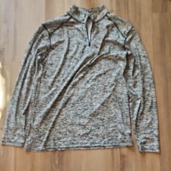 Badger Sport Men’s L Black/Gray Heathered 1/4 Zip Mock Neck Pullover Top