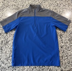 Mizuno Baseball Pullover Warmup Jacket 1/4 Zip Mens S Blue Gray Short Sleeve