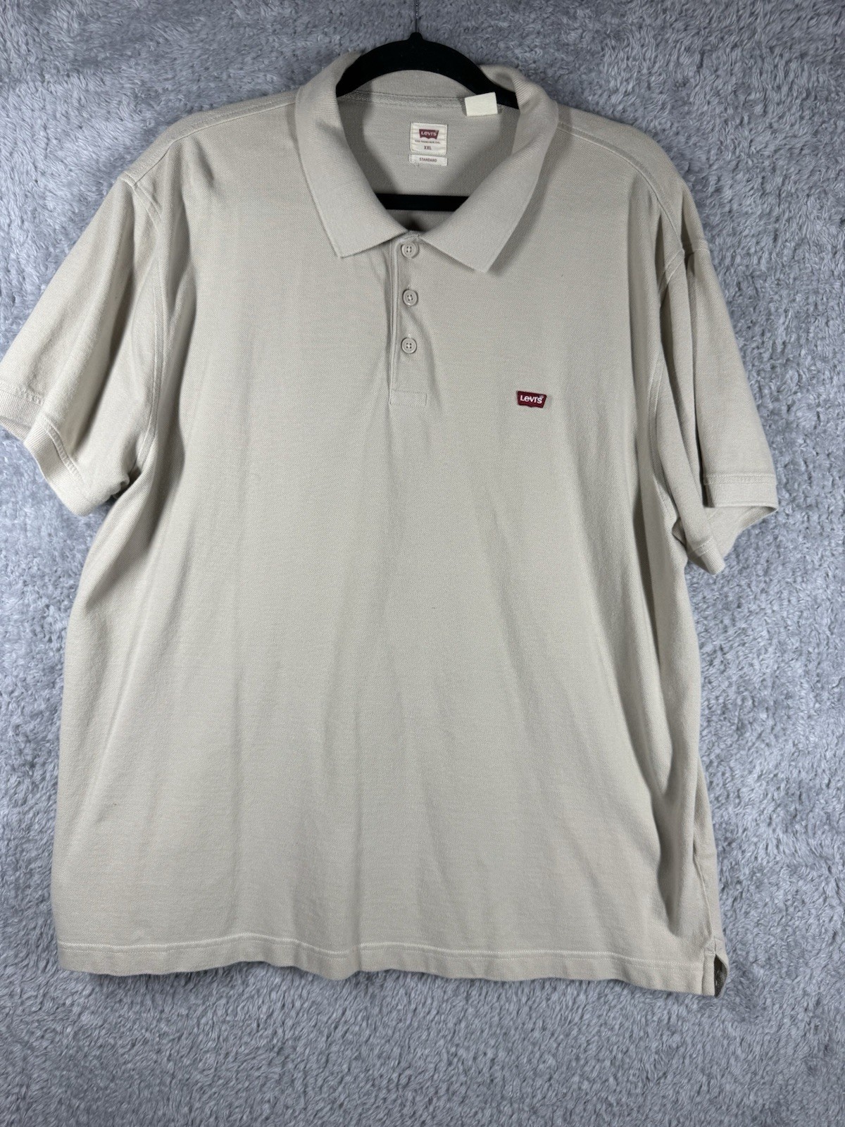 Levi's Men's Housemark Polo Shirt in a light beige or tan color XXL gallery