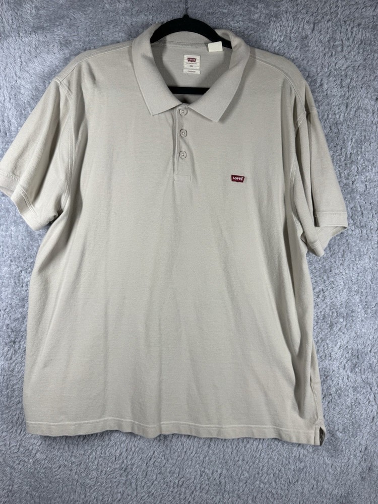 Levi's Men's Housemark Polo Shirt in a light beige or tan color XXL