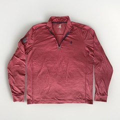 Johnnie-O Surfer Logo Mens M 1/4 Zip Pullover Pink-Red Blue Long Sleeve Golf