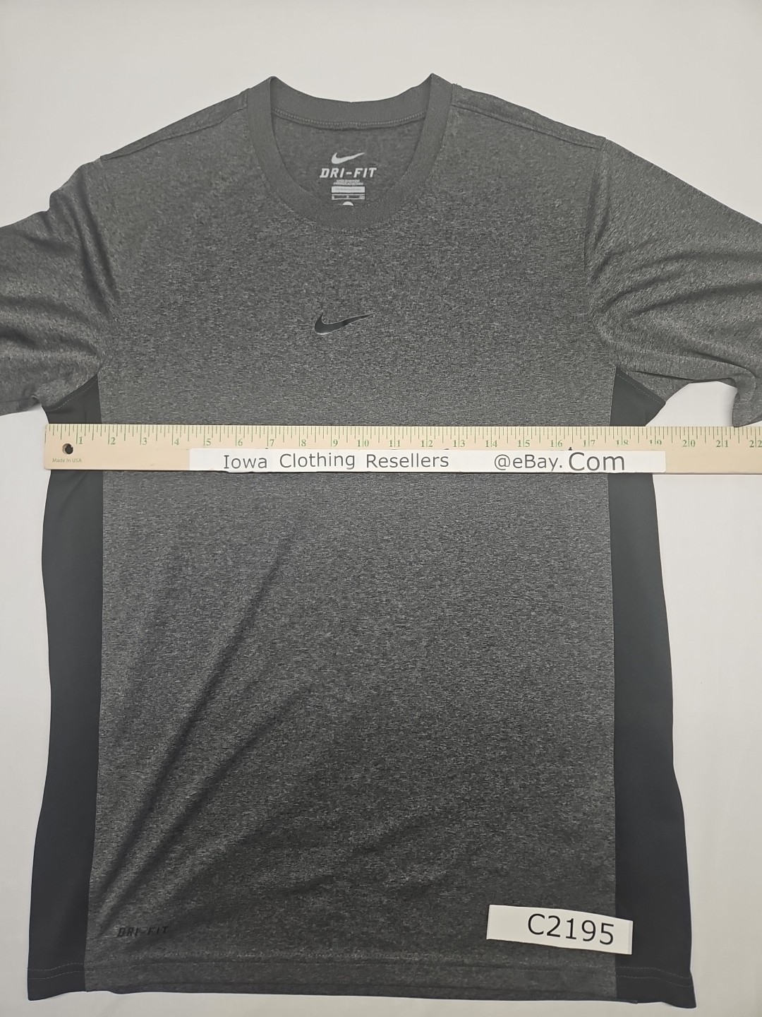 Nike Shirt Men's Small Gray DriFit Center Swoosh Logo Runner Gym Workout T Shirt gallery