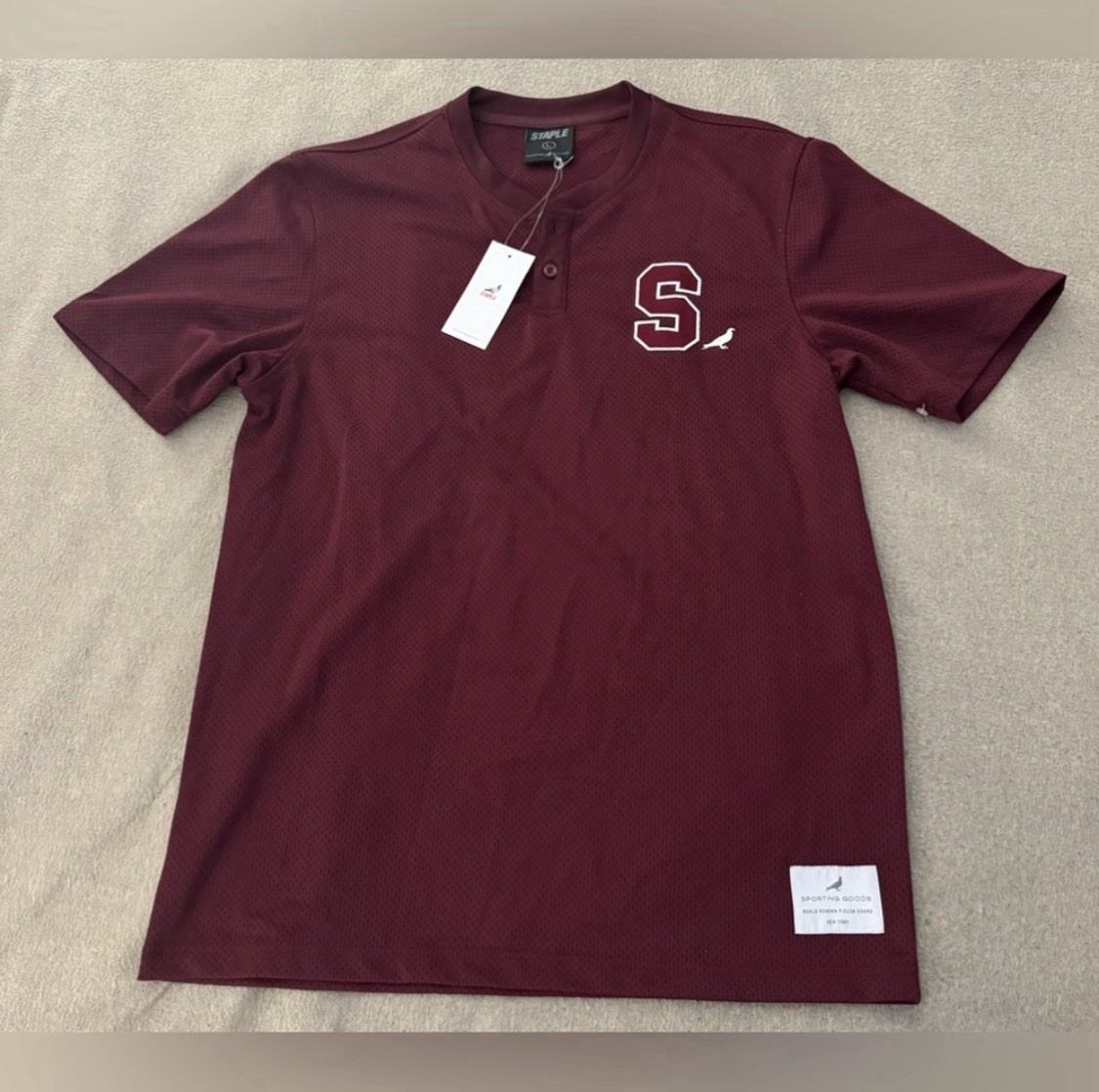 Staple Pigeon Maroon Pullover Baseball Jersey Men's Men Size Large NWT gallery