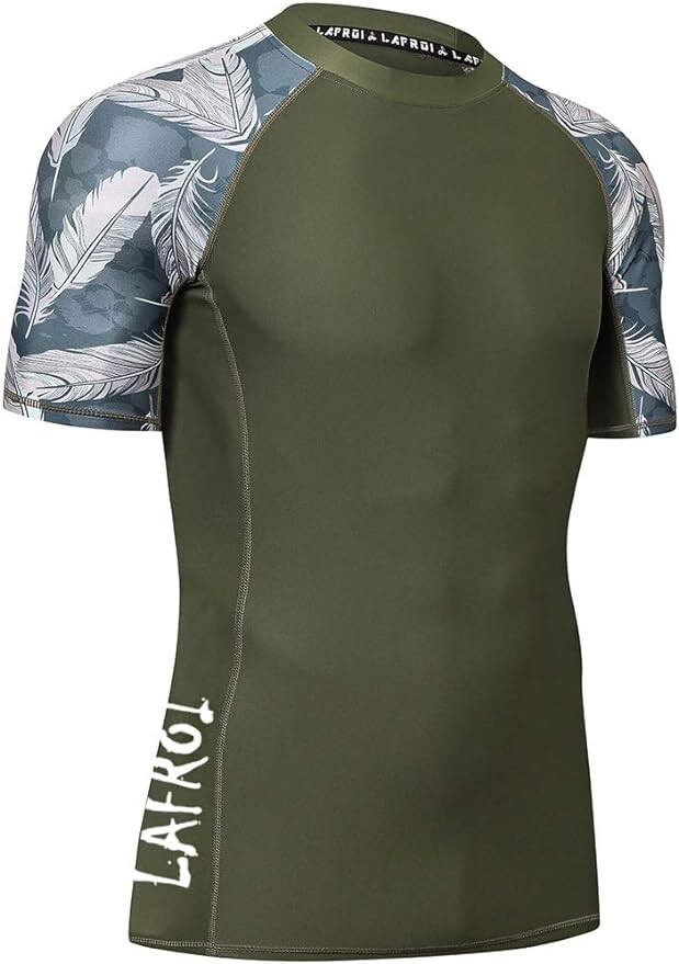 Men's Short Sleeve UPF 50+ Base layer Skins Compression Rash Guard (Medium) LY08