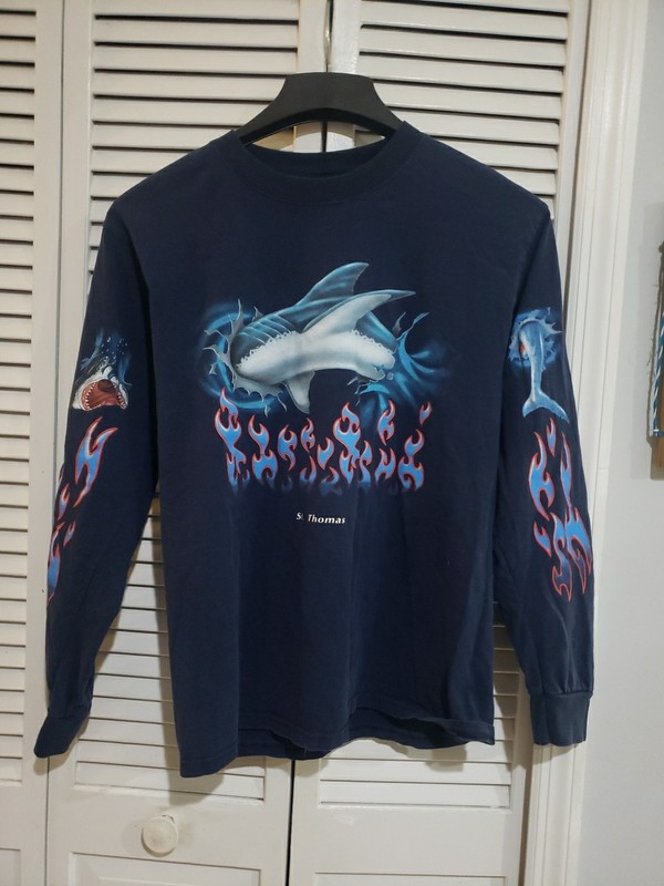 Mens Medium Long Sleeve Shirt - St. Thomas Shark Graphic A65 gallery