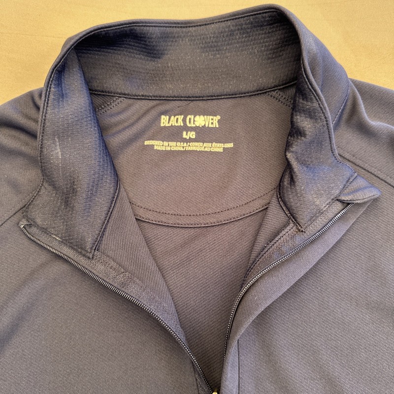 Black Clover Shirt Mens Large Dark Navy 1/4 Zip Mock Neck Golf Stretch Pockets gallery